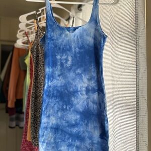 Blue Tye Dye Bodycon Dress